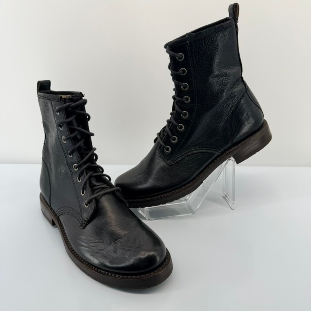 FRYE Black Leather Veronica Combat Lace Up Boots 76276 Womens Size 7B - Picture 4 of 8